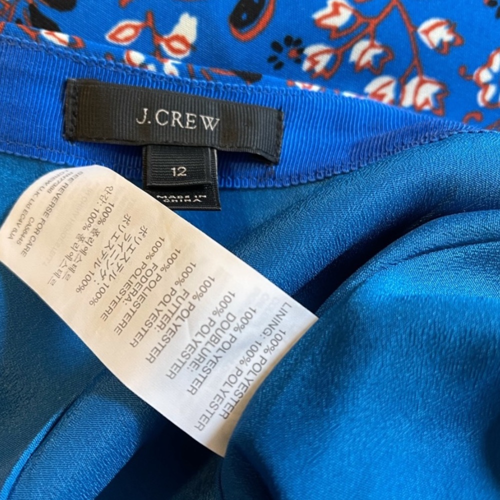 J. Crew Women's Size 12 Skirt Blue Floral Flounce Hem - Picture 5 of 6